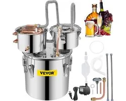 VEVOR Kit de brassage de distillateur de Vin 12, 3L L - Distillateur en acier inoxydable - Avec pompe de circulation d'eau - Ketel de distillation pour distiller le Whisky- Cognac- Extraction de plantes