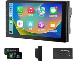 Haudio 2 Din Autoradio met Draadloze CarPlay en Android Auto, 7 Inch Touchscreen met Spiegellink, GPS, Stembediening, SWC/FM/RDS/, 25 sets UI Geschikt voor alle Auto, Zonder Achteruitrijcamera 2+32G