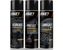 Bike7 "Voordeelpakket" Degrease 500 ml + Protect 500ml + Lubricate Dry 500ml