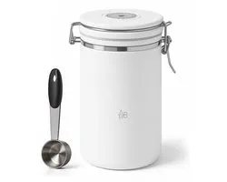 Bocal à Café Adore Maison Barista 1,8 L – Conservation hermétique pour Grains de café et Thee – Avec cuillère doseuse – Wit