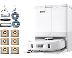 eufy X10 Pro Omni - Complete Robotstofzuiger wit - Met dweil en Vervangingssets - Robot Vacuum - Tapijt detectie - AI-obstakel vermijding- Wast en droogt de dweil- Automatisch legen en vullen