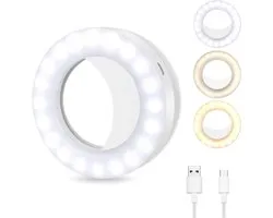 LED Selfie Phone Light - 3 kleurtemperaturen fotolicht ring licht, oplaadbaar voor mobiele telefoon, tablet, laptop en camera