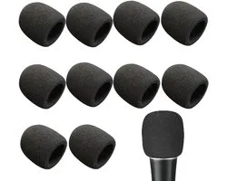 Windscherm voor microfoon - 10 stuks zwart schuimrubber - stofdicht & antibacterieel - voor KTV, podiumoptredens, conferenties & nieuwsinterviews