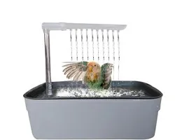 Automatic Parrot Bathtub, Usb Powered Bird Shower, Electric Cockatiel Bath Tub with Water Circulation for Small and Medium Pet Birds,Grey