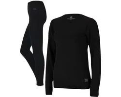 Heatkeeper Thermoset Dames - Basic Naadloos - Thermoshirt + Thermo Legging - Zwart - Maat L/XL