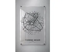 Stadskaart Yamuna Nagar - Plexiglas 30x45 cm - Classic Minimal