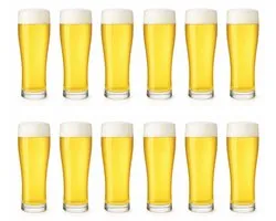 Professionele Bierglazen - (12 Stuks) - 360ml - Bierglas - Bier - Glas - 36cl/0.36L - Pils - Glazen set - Hoogwaardige Kwaliteit - Vaasje - Speciaal Bier - Weizen