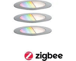 Paulmann Plug & Shine Floor Ground Spot - Smart Home - Zigbee 3.0 - RGBW - Set de 3 - IP67 - RGBW - Acier inoxydable