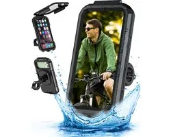 iSetchi Telefoonhouder Fiets Waterdicht - Drie Stuur Adapters - Anti-Schok Laag - Universeel - Smartphone GSM Mobiel Houder - Motor, Fiets & Scooter spiegel