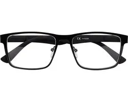 Amazotti Burano leesbril +3.00 – Computerbril met Blauwlicht Filter – Trendy Metalen Montuur met Rubber Finish – Italiaans Design – Dames & Heren – Zwart