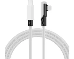 Câble VR Link USB-C vers USB-C pour Meta Quest 3S / 3 / 2 / Pro, Pico 4 Ultra / 4 et PC / Steam VR par MMOBIEL - Câble Type-C coudé à 90 degrés pour casque VR Gaming - Câble de charge USB-C de 3 m - Wit