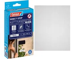 tesa INSECT STOP H&L Fly Screen Premium for Windows - hor met sterke klittenband, verwijderbaar zonder resten, op maat snijden - 100 x 100 cm - antraciet (transparant)