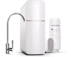 Klarstein Système de filtration d'eau par osmose - 800 Gpd - 3000 litres - Système de filtration d'eau pour eau potable - Filtration à 5 niveaux - 2 Filtres - Atteint 99 à 99 % de pureté - Wit