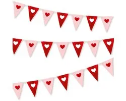BTH - Valentijn Slinger - Hartjes Decoratie - Vlaggenlijn - Versiering - Vier De Liefde - Rood - 10m