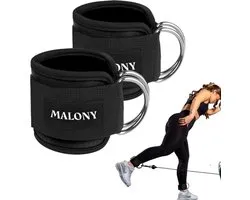 Malony Ankle Strap Fitness - Lifting Straps - Enkel Straps - Ankle Cuff Strap - 2 stuks - Zwart