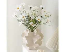 Moderne Keramische Bloemenvaas - Grote Witte Scandinavische Design Vaas voor Woonkamer Decoratie, Boho Stijl Home Accessoire
