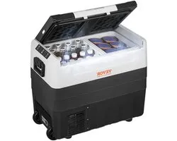 55 Litre Cool Box 12/24 V Roll-Up Electric Freezer Box Double Zone Car Refrigerator Compressor - Keeping Warm and Cooling - Portable Handle Boat