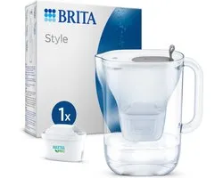 BRITA waterfilterkan Style Cool grey (2.4L) incl. 1x MAXTRA PRO All-in-1 filter die PFAS*, chloor en kalkaanslag vermindert - Past in de koelkastdeur, slimme LED-vervangingsindicator & vuldeksel