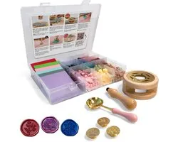 Set complet de tampons de Cire – Set de sceaux de Cire de Luxe avec cire à cacheter et Cire à cacheter – Perles de Cire 12 couleurs – Tampons et Enveloppes – Scrapbooking DIY