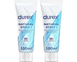 Durex - Glijmiddel Natural Hydra+ 100% natuurlijk - 2 x 100 ml - Voordeelverpakking