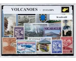 Vulkanen – Luxe postzegel pakket (A6 formaat) : collectie van 25 verschillende postzegels van vulkanen – kan als ansichtkaart in een A6 envelop - authentiek cadeau - kado - geschenk - kaart - vulkaan - uitbarsting - etna - vesuvius - krakatau