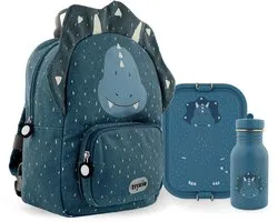 Ensemble complet de rentrée École Trixie - M. Triceratops. Sac à dos, boîte à lunch et bouteille d'eau