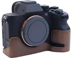 Beschermende Camera Tas voor Sony a7 IV a7S III A1 A7M4 A7SM3 - Luxe PU Leer, Handige Draagriem en Open Onderkant, Ideaal voor Fotografie en Reisgebruik
