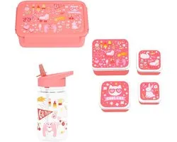 Bundel A Little Lovely Company Back to school set - Drinkfles/4 Snackdozen/Bentobox - Fun
