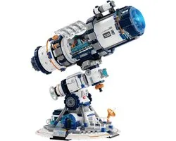 Telescopic Building Blocks Set with Lights Space Telescope Clamp Building Blocks Toy for Room Decoration Collection Gift for Adults Boys Girls Astronomy Lovers