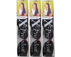 X-Pression Ultra Braid Vlechthaar #2 - Voordeelverpakking 3 Stuks - Black Brown