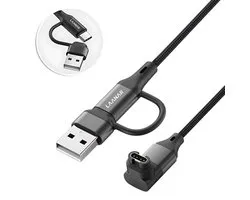 Câble de charge LAANAR® pour montre Garmin Instinct / Forerunner / Vivoactive / Venu / Fenix ​​​​/ Enduro / Tactix / Quatix / Approach / Vivosmart / Vivosport / Swim / D2 - Nylon tressé 1 mètre - Angle en L à 90 degrés - Aluminium Zwart