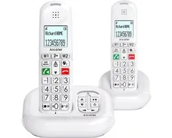 Draadloze DECT Senior XL-telefoon met Antwoordapparaat - Hoge Leesbaarheid Display - Grote Toetsen - Audio Boost - Handsfree - Oproepblokkering - 2 Handsets - Wit