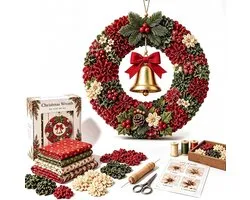 KZQ DIY Kerstkrans 3D Stoffen Prikkrans Knutselset Voor Feestelijke Deurhanger En Tafeldecoratie