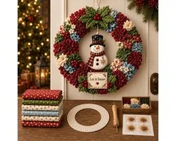 Kit DIY Couronne de Noël en Tissu 3D – Set Complet avec Tous les Accessoires – Décoration Murale Élégante pour les Fêtes – Projet de Bricolage Créatif et Relaxant – Instructions Incluses – Créez Votre Propre Couronne de Noël Unique – Style B