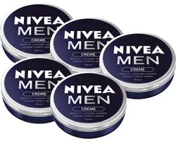 NIVEA MEN crème - Moisturizer - Alle huidtypen - Gezichtscreme Mannen - Vitamine E - Hydrateert en verzorgt - 5 x 150 ml