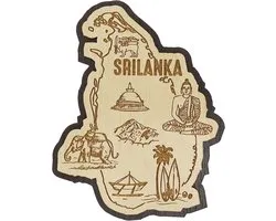 Gegraveerde Houten Koelkastmagneet van Sri Lanka - Souvenir Collectie