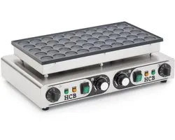 HCB® - Professionele Horeca Poffertjesbakplaat - 50 dops - 230V - RVS / INOX poffertjespan electrisch - Poffertjesmaker - 34x54.5x17.5 cm (DxBxH) - 7 kg - 8525