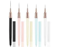 Fine Nail Design Brush Set - 5pcs Nail Liner Brush - Gel Nails Nail Art Brush Stippling Line Gel Painting