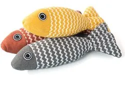 Catnip Fish Cat Toys 3 Pack - Interactief Linnen Kicker Speelgoed met Biologische Catnip, Duurzaam Bijten en Krassen Spelen voor Indoor Katten, Stressverlichting en Jachtinstincten