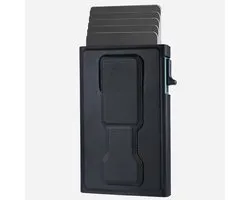 Support de téléphone magnétique avec porte-cartes RFID - 5 cartes - compatible Magsafe - compatible iPhone - Aluminium et cuir PU - noir