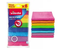 Vileda Mikrofibra Serie - Microvezeldoek - 8 Kleuren - Super Absorberend - Wasbaar