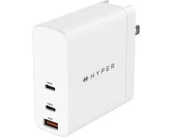 Hyper HyperJuice 3-port GaN Travel Oplader (140W) – 140W USB-C Uitgang – Compatibel met USB-C Apparaten – Meerdere Oplaadprotocollen Ondersteund - Wit