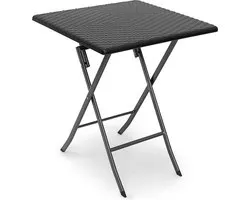 table de jardin relaxdays rotin BASTIAN pliable, table d'appoint, table à manger, jardin, véranda Noir, Carré