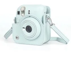 Dpofirs Instant Camera Case Mini 12 - PU Leren Beschermtas met Afneembare Schouderband - Mint Groen