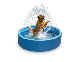 Coolpets Splash Sprinkler Pool - ø120 x 30 cm - Verkoeling Hond - Waterspeelgoed - Waterspeelgoed Hond - Hondenzwembad - Hondenbad - Blauw