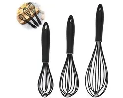 garde en silicone - Ensemble de gardes - Mixer - Pour œufs et pâte - Poignée antidérapante - Ustensile de cuisine résistant aux rayures - Ustensiles de cuisine - Zwart