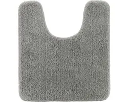 Tendance Toiletmat/wc mat Aquarius - met uitsparing - anti slip - microvezel - lichtgrijs - 45 x 50 cm - badkamer matten