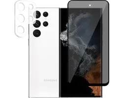 Privacy Screenprotector geschikt voor Samsung S22 Ultra - Screen Protector Gehard Glas Cover geschikt voor Samsung S22 Ultra Camera