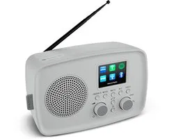 MEDION Internetradio met DAB+ IRE-1 (DAB+, wifi, FM, Bluetooth, spatwaterdicht, telescoopantenne, Spotify Connect, wekker, dimmer) grijs