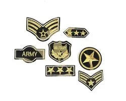 Army Green Gold Strijk Patch Set Camouflage 7 Patches 9.5 cm / 7.5 cm / Legergroen Camouflageprint Goud